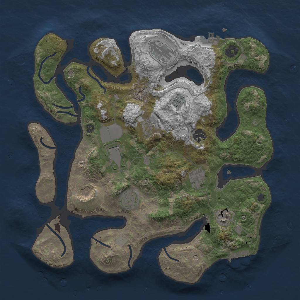 Rust Map: Procedural Map, Size: 3500, Seed: 1323908419, 17 Monuments
