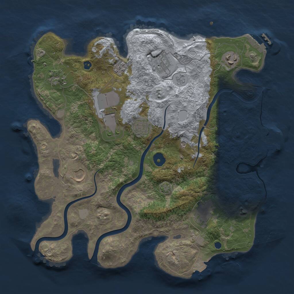 Rust Map: Procedural Map, Size: 3500, Seed: 1323908419, 14 Monuments