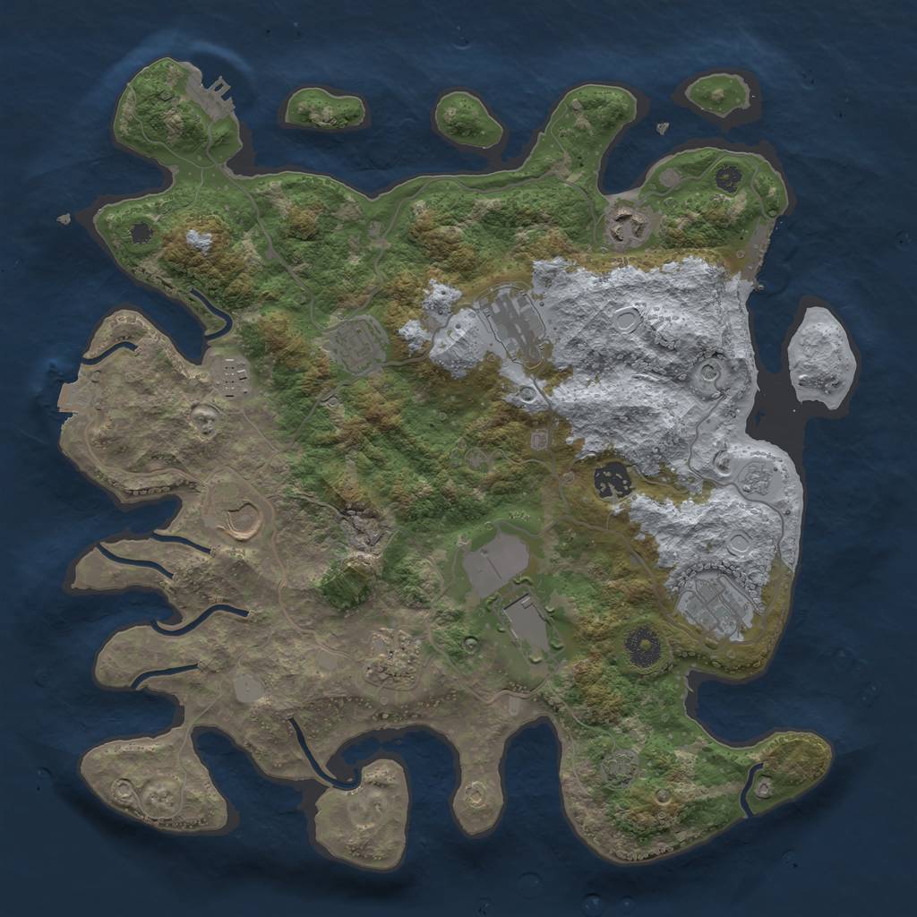 Rust Map: Procedural Map, Size: 3650, Seed: 496659651, 17 Monuments