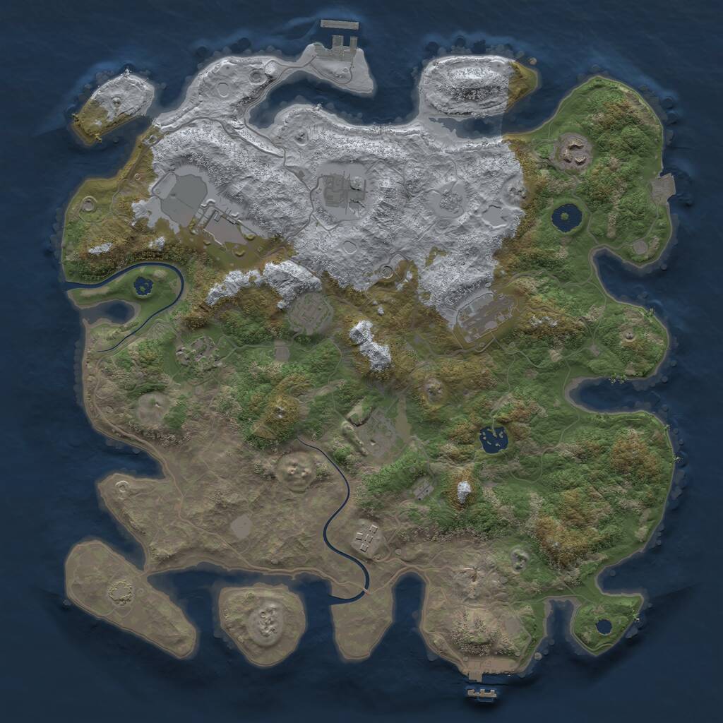 Rust Map: Procedural Map, Size: 3850, Seed: 1594324825, 15 Monuments