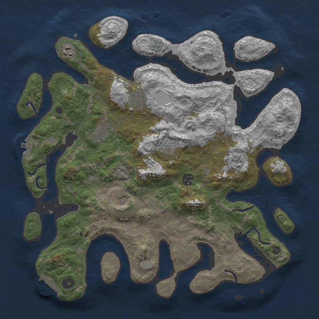 Rust Map: Procedural Map, Size: 4000, Seed: 41549, 16 Monuments