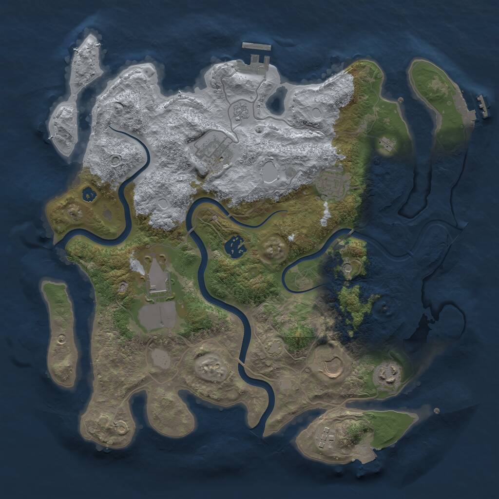 Rust Map: Procedural Map, Size: 3500, Seed: 397822028, 13 Monuments