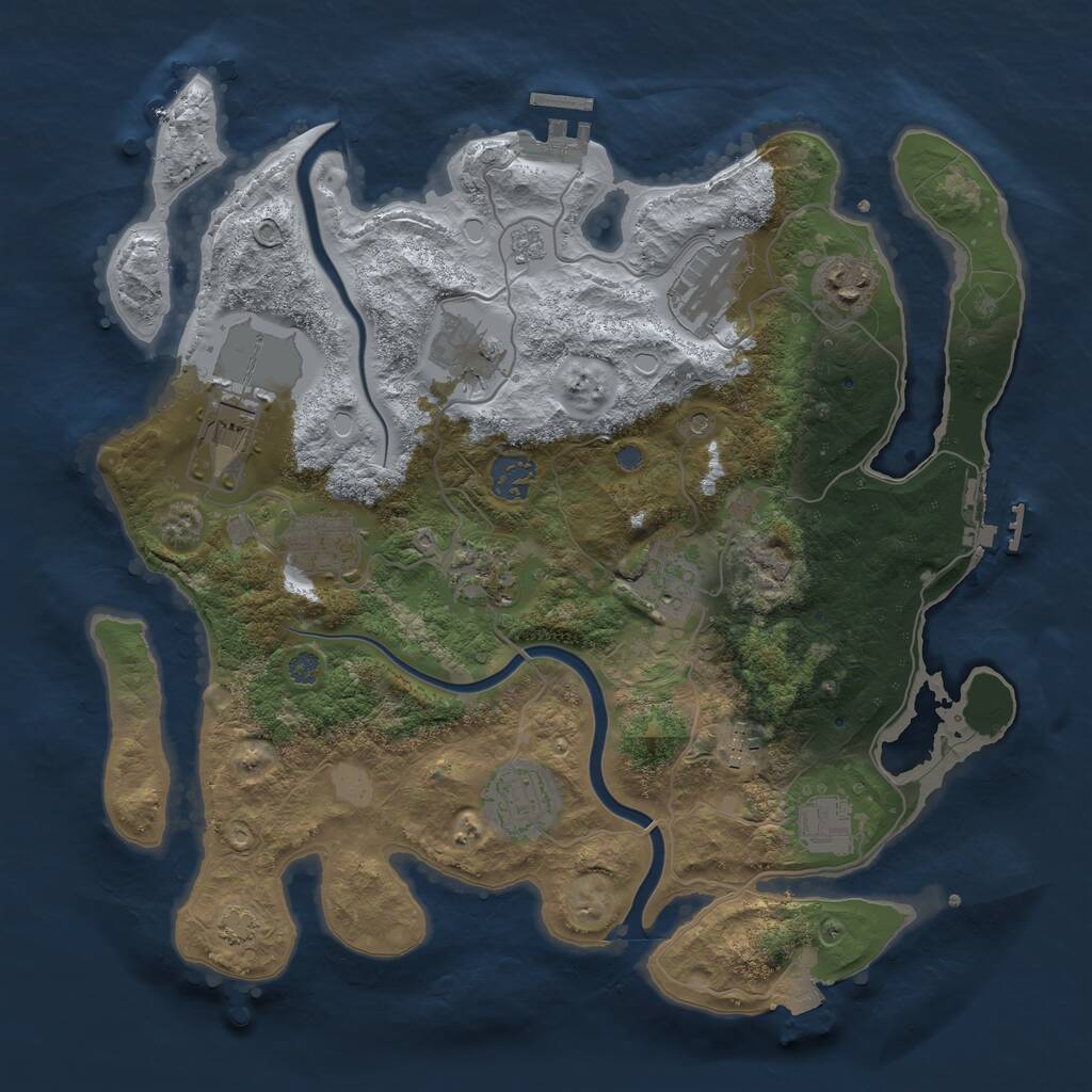 Rust Map: Procedural Map, Size: 3500, Seed: 397822028, 16 Monuments