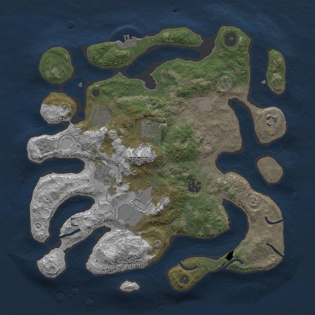 Rust Map: Procedural Map, Size: 3500, Seed: 485251259, 14 Monuments