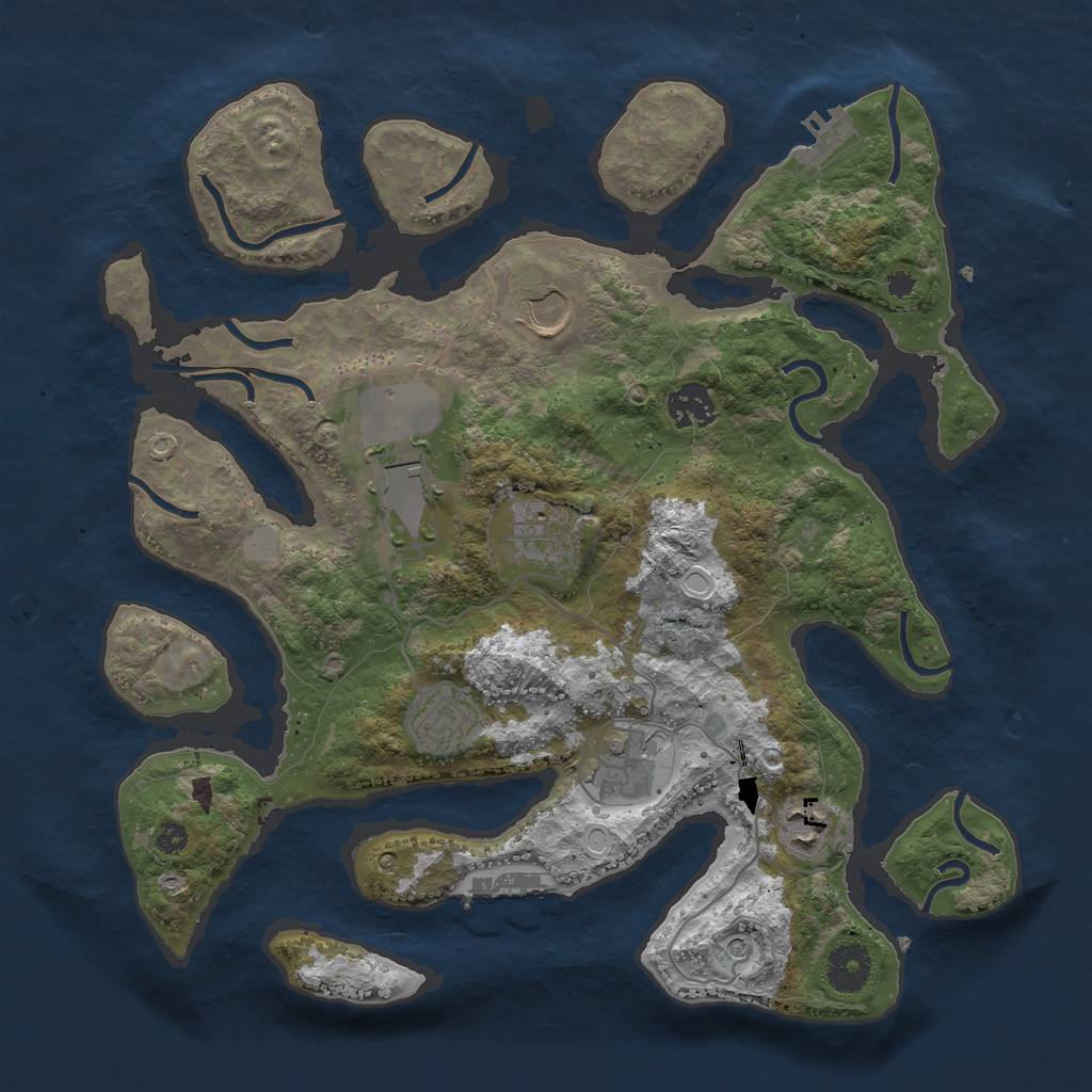 Rust Map: Procedural Map, Size: 3500, Seed: 1925420379, 15 Monuments