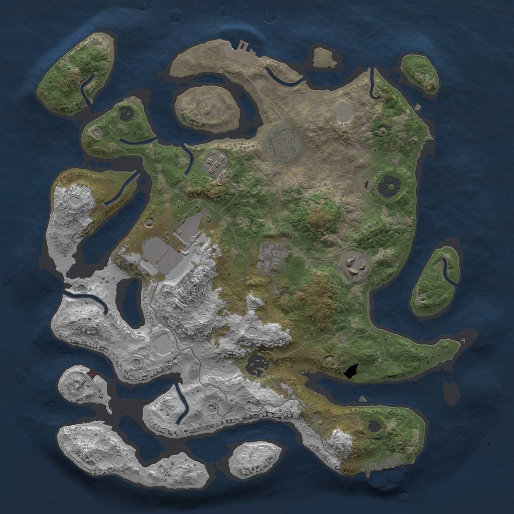Rust Map: Procedural Map, Size: 3500, Seed: 89341975, 14 Monuments