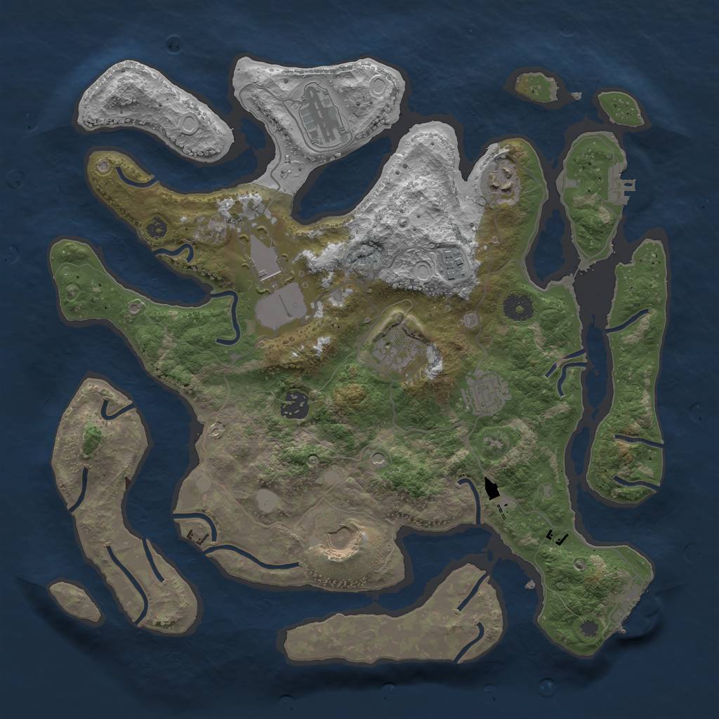 Rust Map: Procedural Map, Size: 3700, Seed: 1112492859, 16 Monuments
