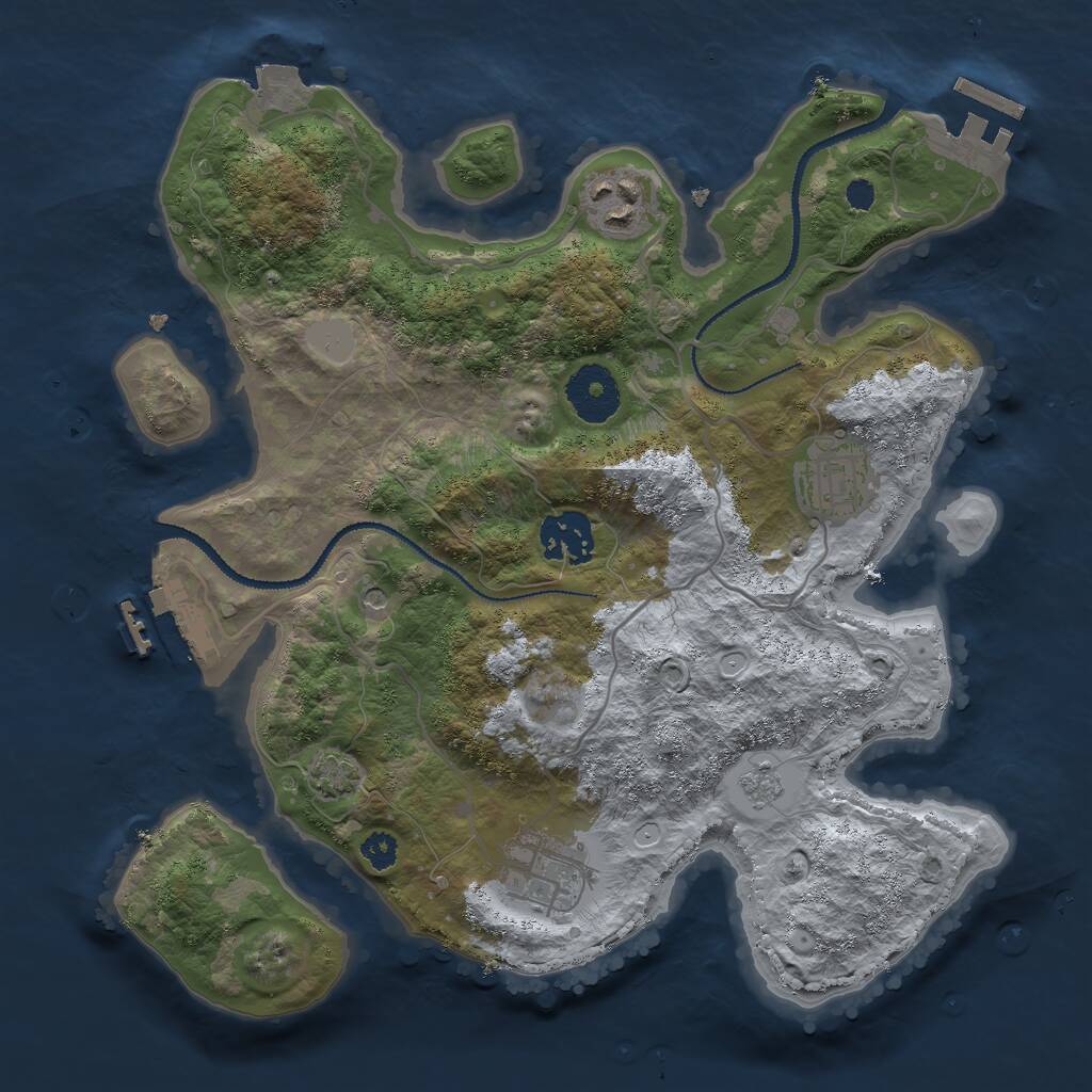 Rust Map: Procedural Map, Size: 3000, Seed: 201325, 10 Monuments