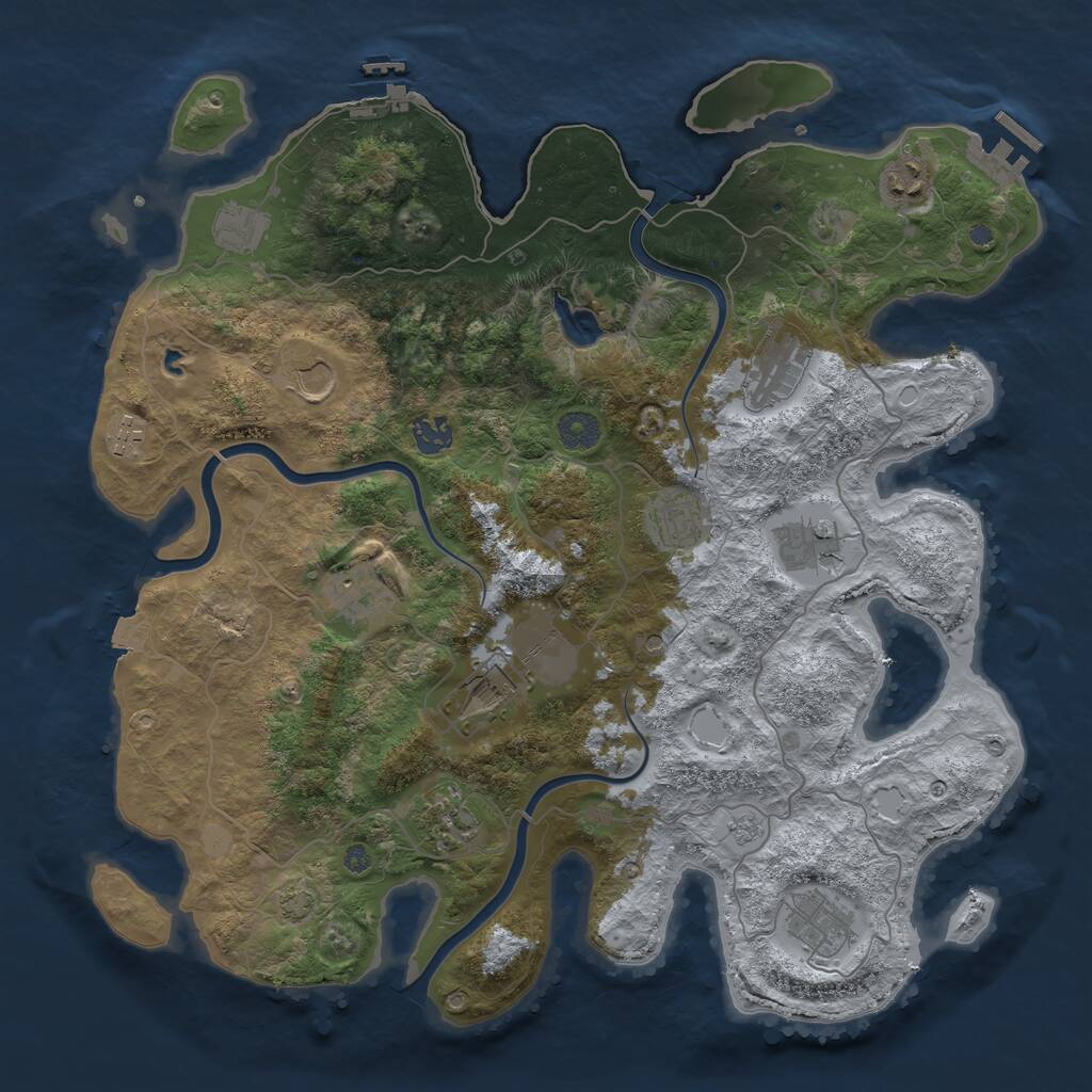 Rust Map: Procedural Map, Size: 4000, Seed: 8181, 17 Monuments