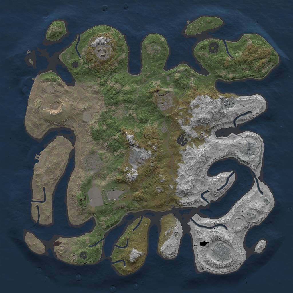Rust Map: Procedural Map, Size: 4000, Seed: 8181, 16 Monuments
