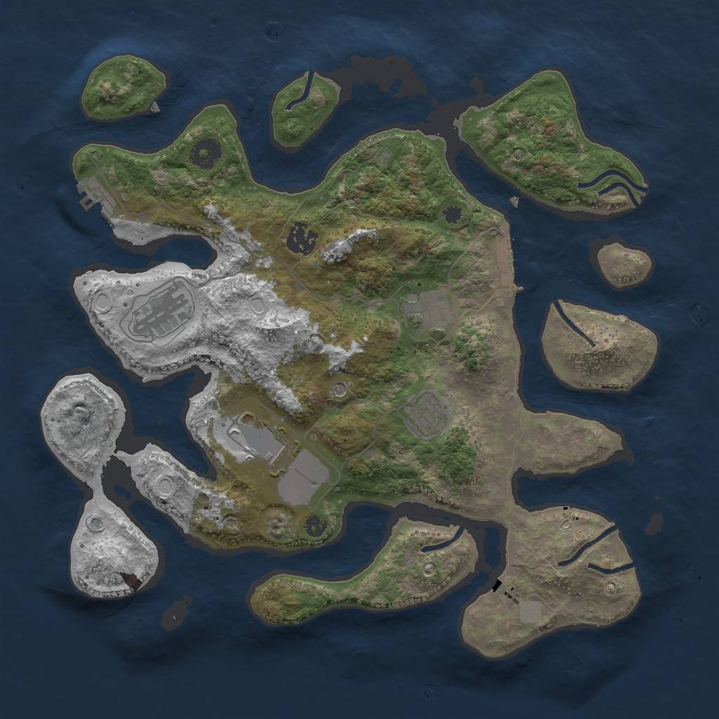 Rust Map: Procedural Map, Size: 3500, Seed: 4204260, 13 Monuments