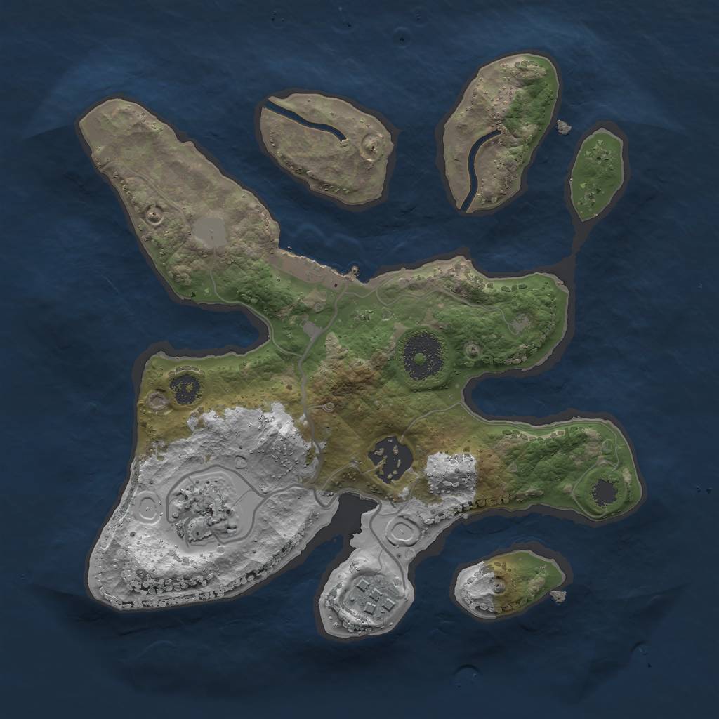 Rust Map: Procedural Map, Size: 2500, Seed: 1500967543, 9 Monuments