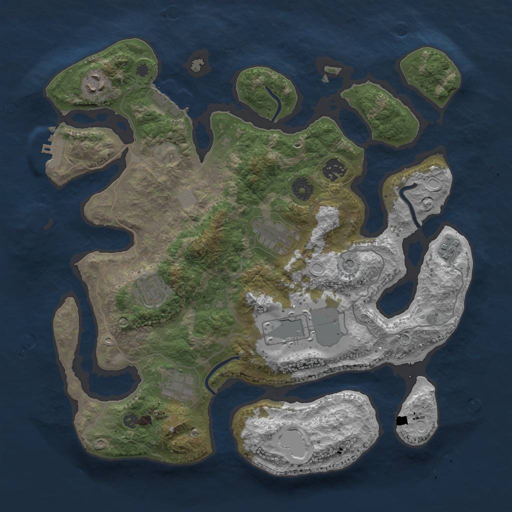 Rust Map: Procedural Map, Size: 3500, Seed: 1397774662, 15 Monuments