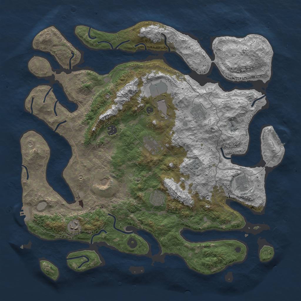 Rust Map: Procedural Map, Size: 4500, Seed: 4242564, 17 Monuments