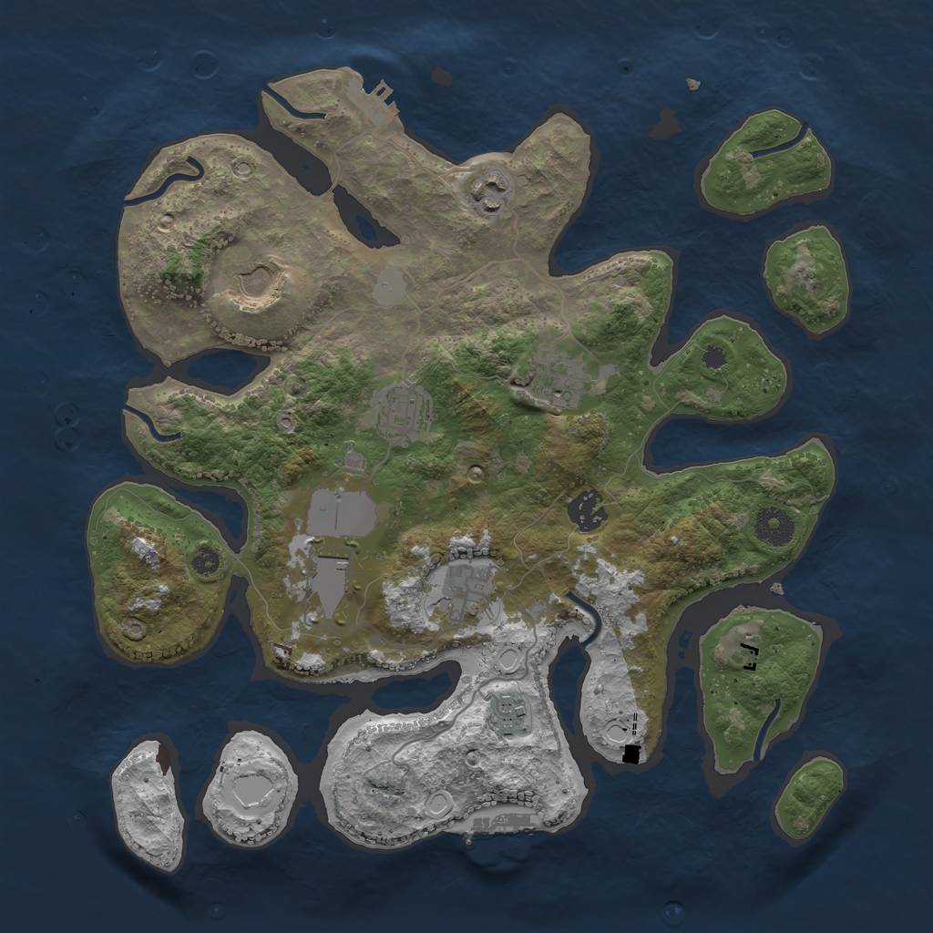 Rust Map: Procedural Map, Size: 3550, Seed: 947050, 15 Monuments