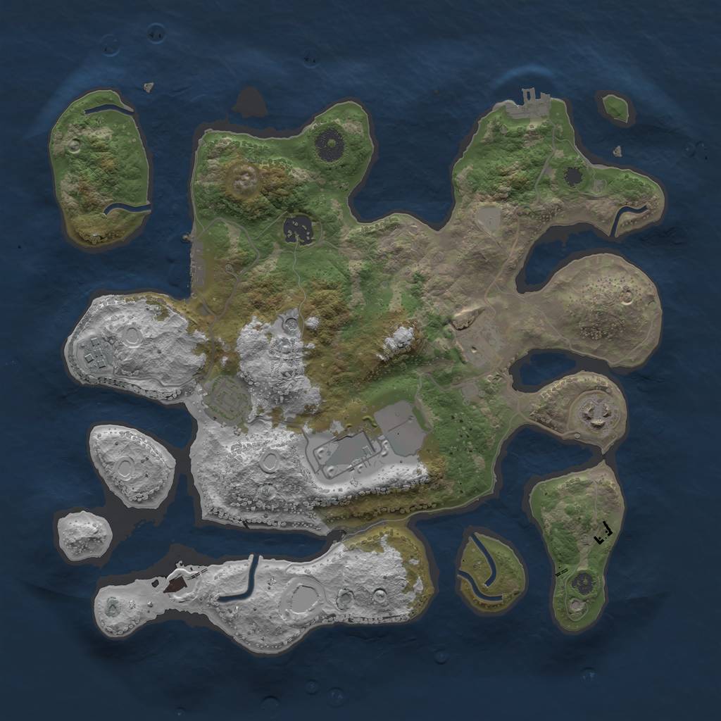 Rust Map: Procedural Map, Size: 3500, Seed: 737258207, 14 Monuments