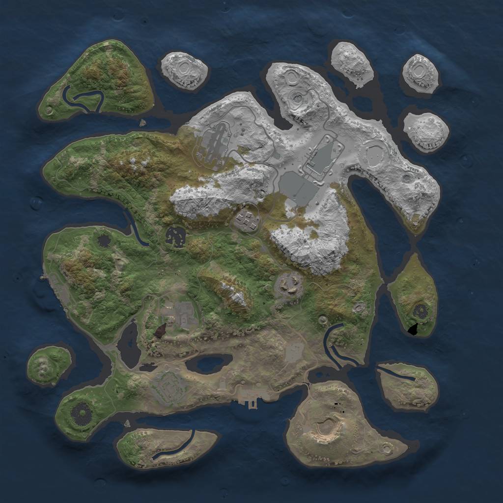 Rust Map: Procedural Map, Size: 3500, Seed: 681569085, 16 Monuments