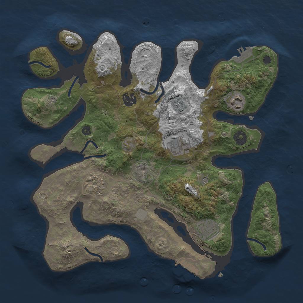 Rust Map: Procedural Map, Size: 3250, Seed: 338792011, 14 Monuments