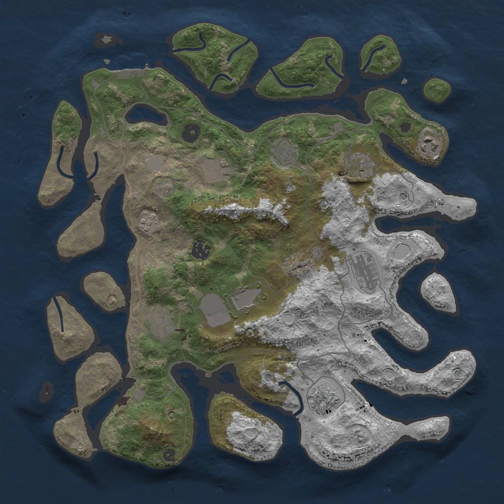 Rust Map: Procedural Map, Size: 4000, Seed: 535266012, 17 Monuments