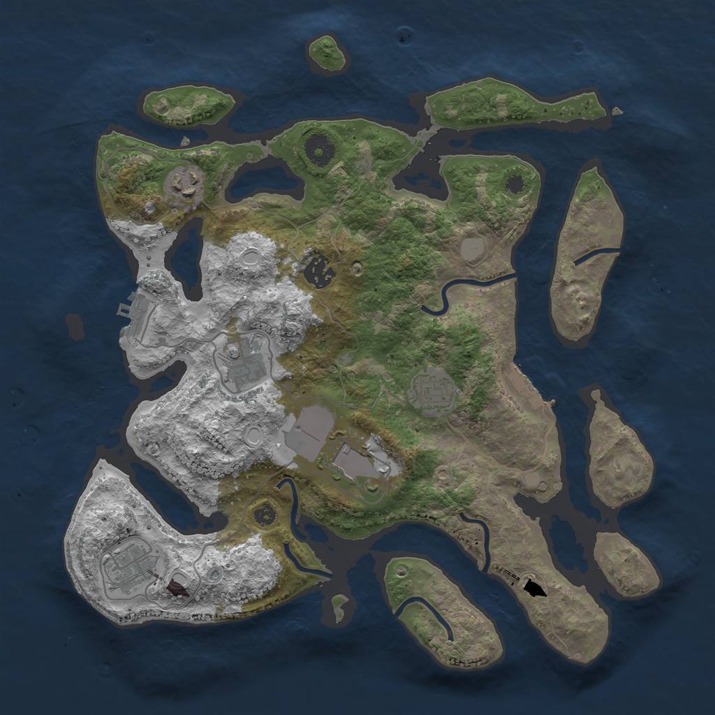 Rust Map: Procedural Map, Size: 3500, Seed: 16127124, 13 Monuments