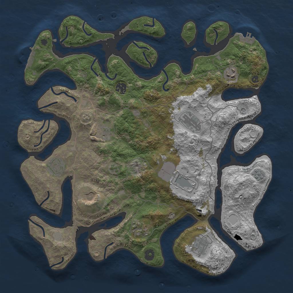 Rust Map: Procedural Map, Size: 4000, Seed: 41354, 18 Monuments