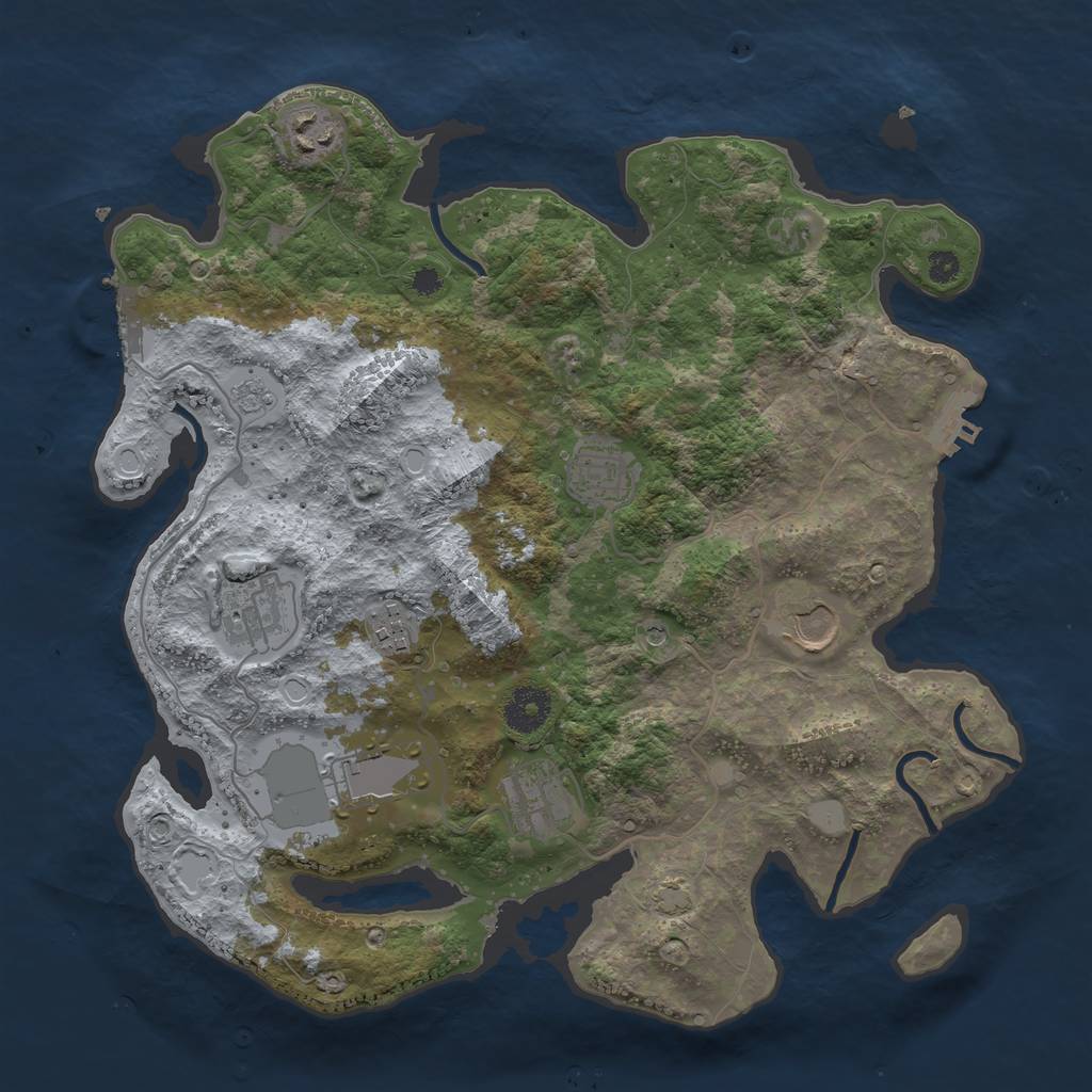 Rust Map: Procedural Map, Size: 3500, Seed: 263254261, 14 Monuments