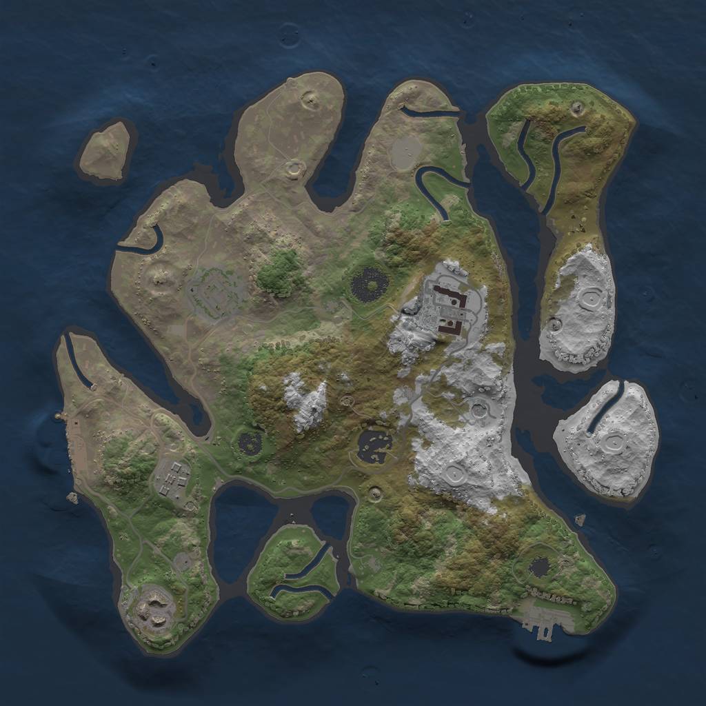 Rust Map: Procedural Map, Size: 3000, Seed: 9862343, 13 Monuments