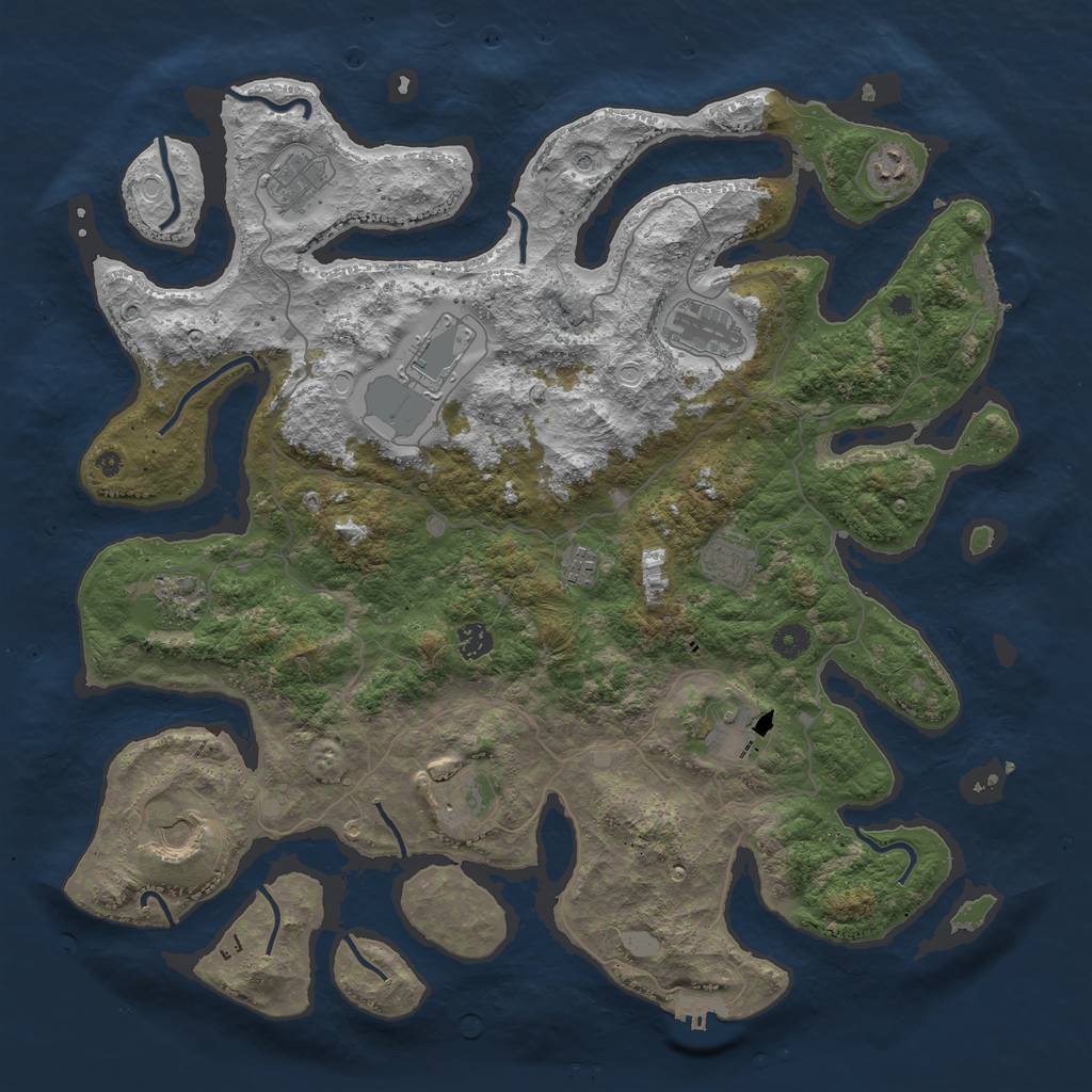 Rust Map: Procedural Map, Size: 4500, Seed: 853453708, 19 Monuments