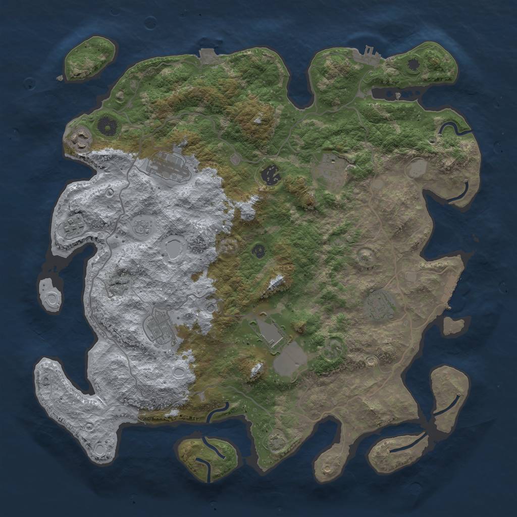 Rust Map: Procedural Map, Size: 4000, Seed: 51584899, 16 Monuments
