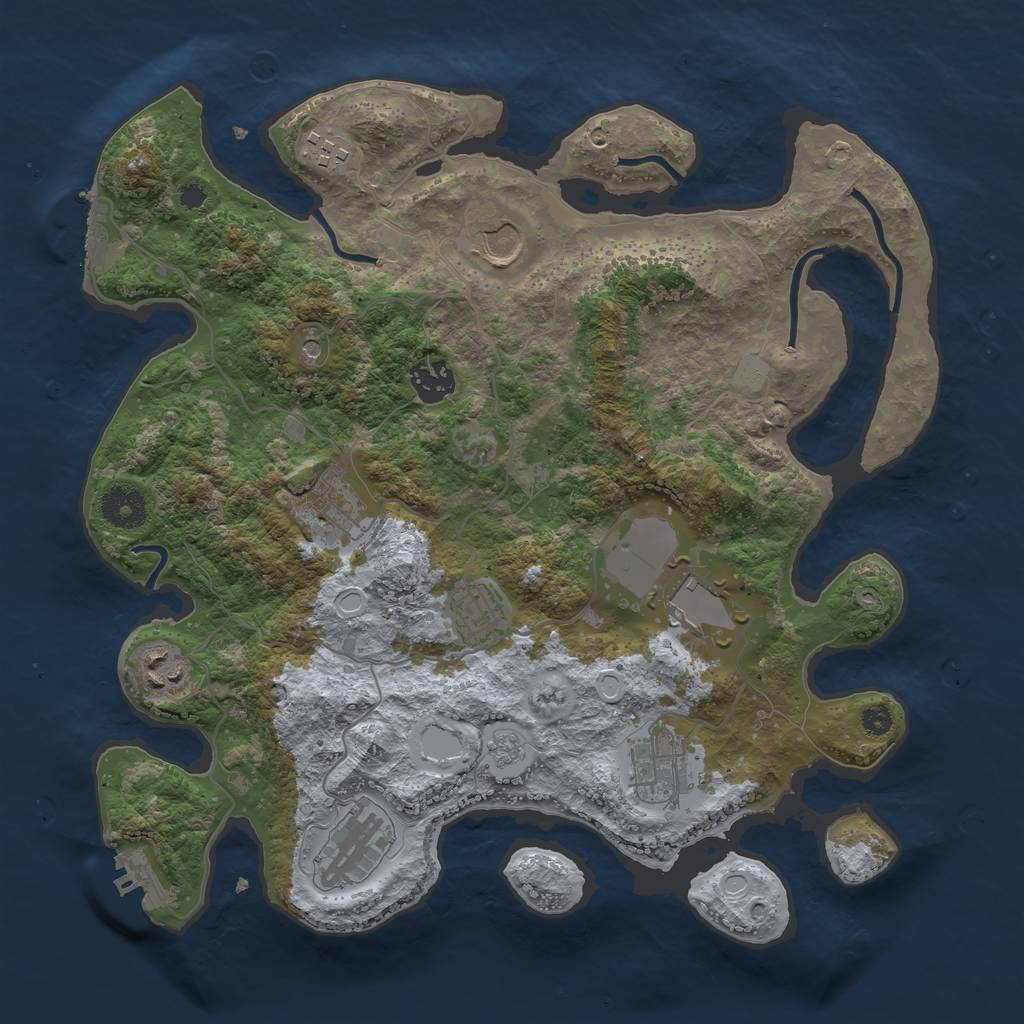 Rust Map: Procedural Map, Size: 3500, Seed: 1173945063, 16 Monuments