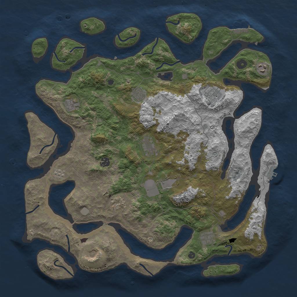Rust Map: Procedural Map, Size: 4500, Seed: 1067407802, 19 Monuments