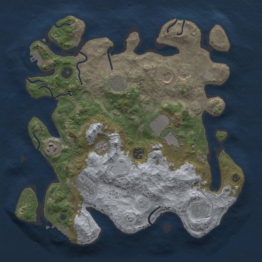 Rust Map: Procedural Map, Size: 3500, Seed: 51548, 16 Monuments