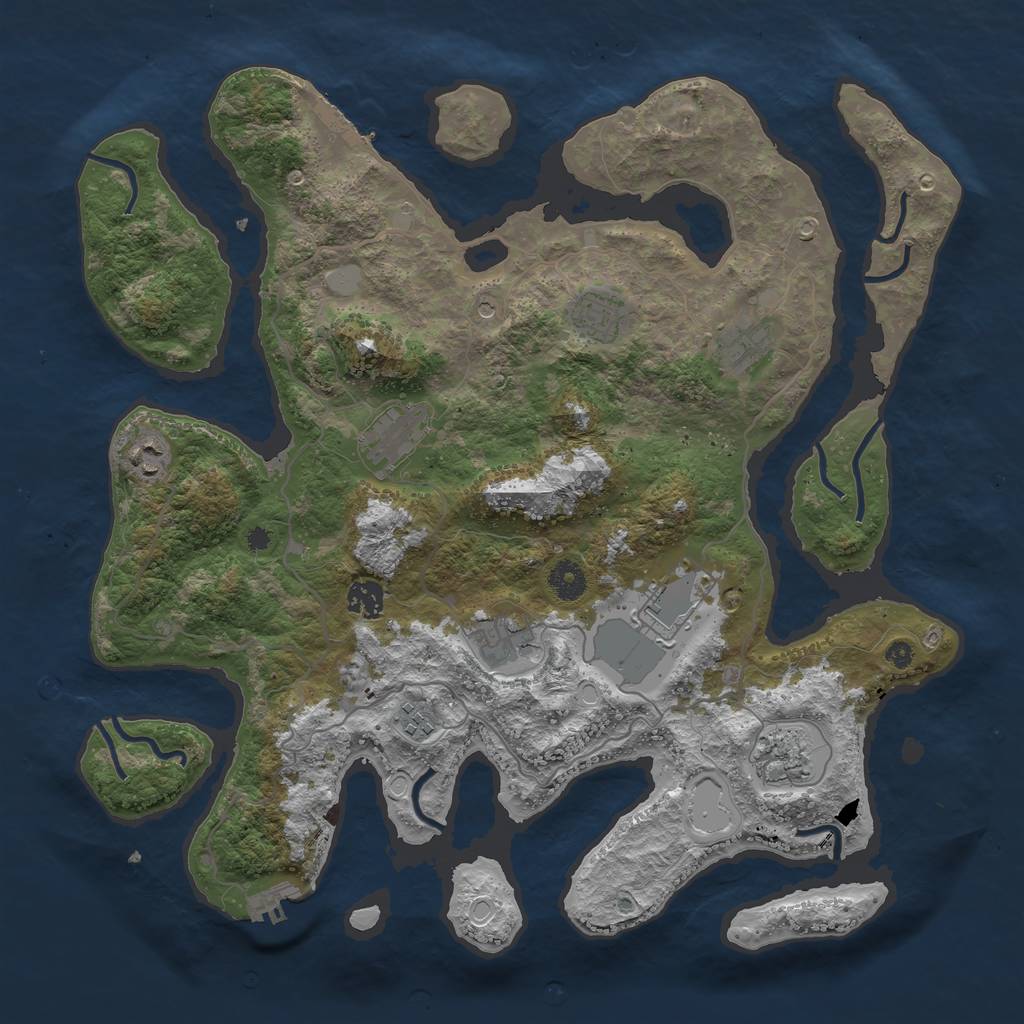 Rust Map: Procedural Map, Size: 4000, Seed: 54883, 17 Monuments