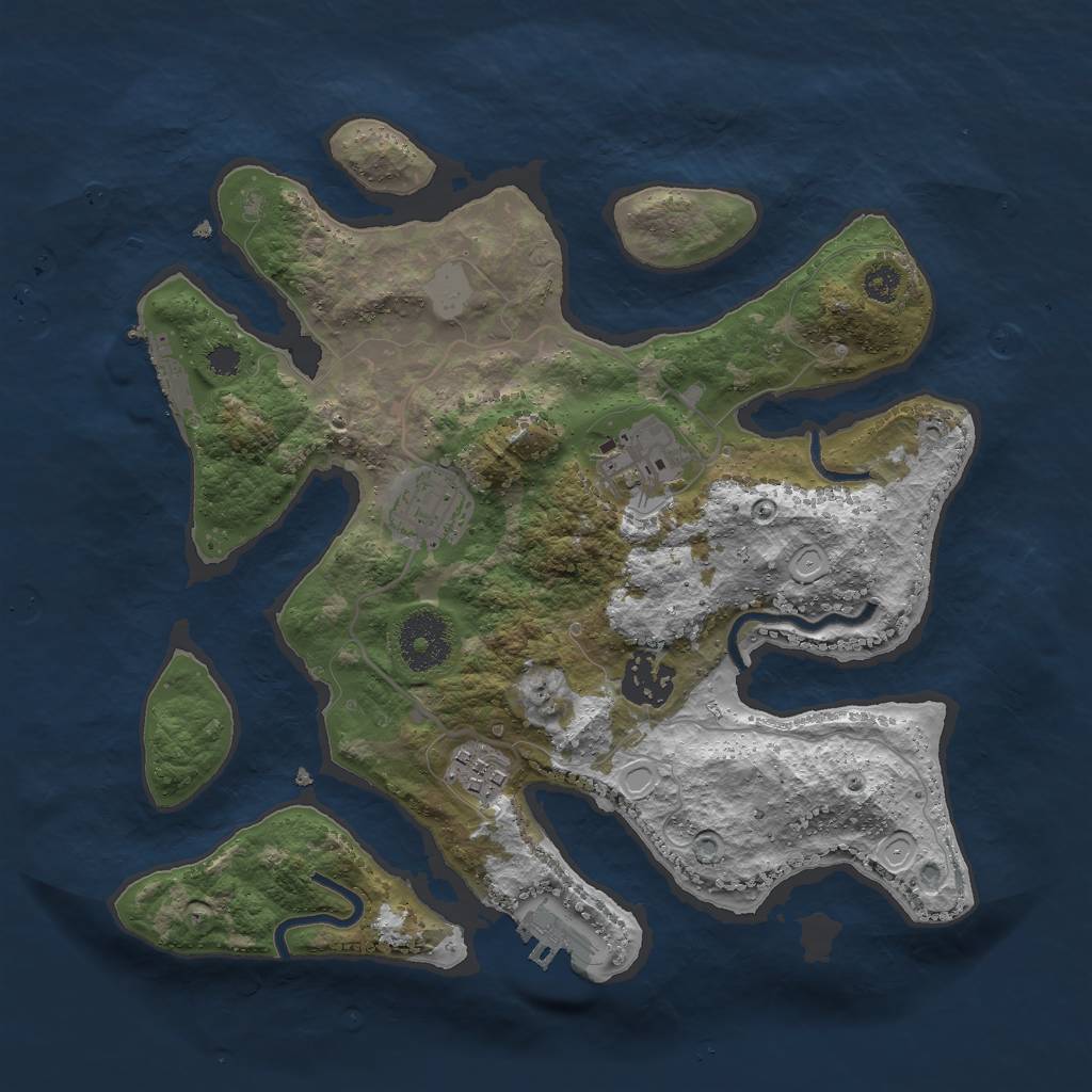Rust Map: Procedural Map, Size: 3000, Seed: 971056969, 11 Monuments