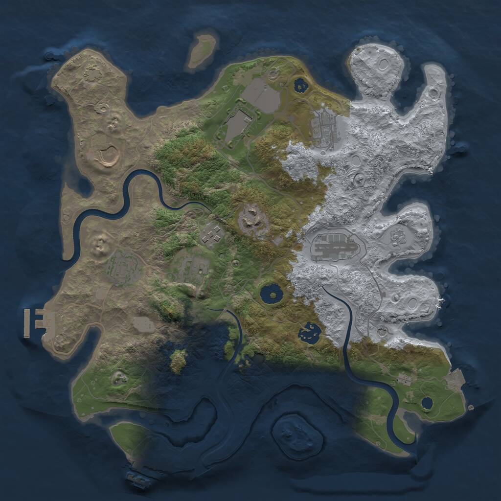 Rust Map: Procedural Map, Size: 3500, Seed: 508771600, 15 Monuments