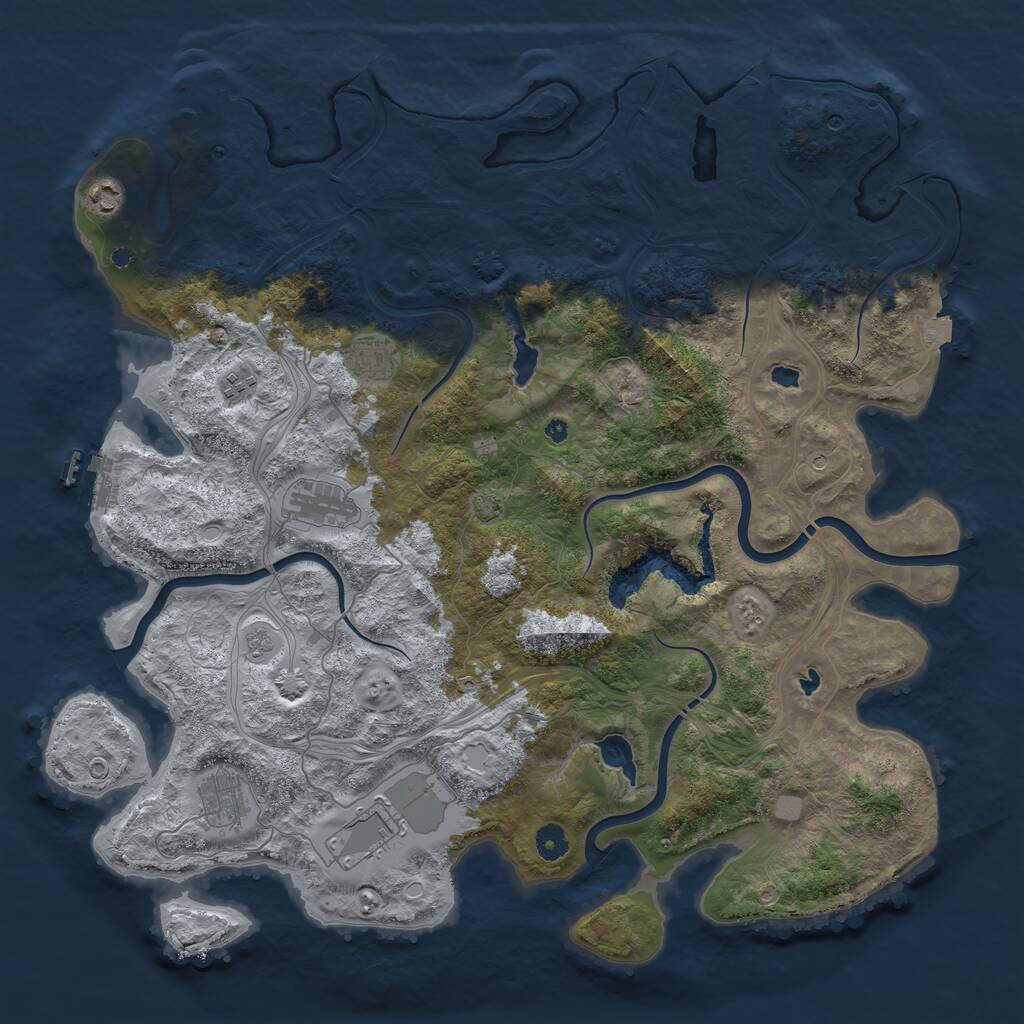 Rust Map: Procedural Map, Size: 4500, Seed: 6163, 12 Monuments