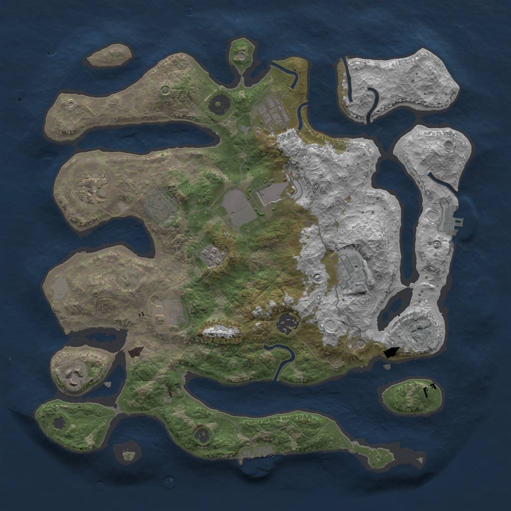 Rust Map: Procedural Map, Size: 3700, Seed: 1299963171, 17 Monuments