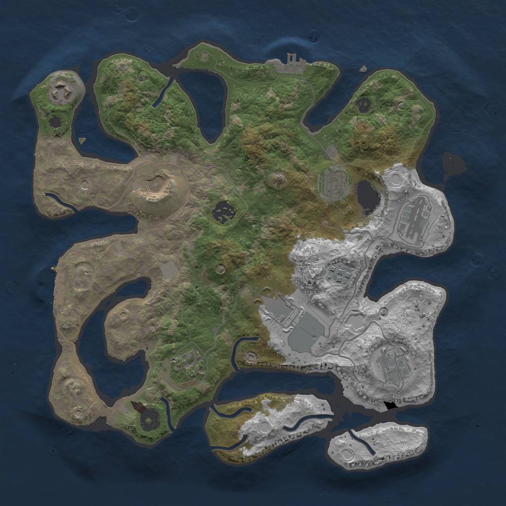 Rust Map: Procedural Map, Size: 3500, Seed: 2109547323, 17 Monuments