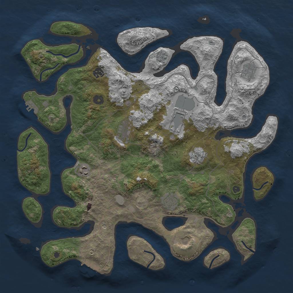 Rust Map: Procedural Map, Size: 4200, Seed: 672139838, 17 Monuments