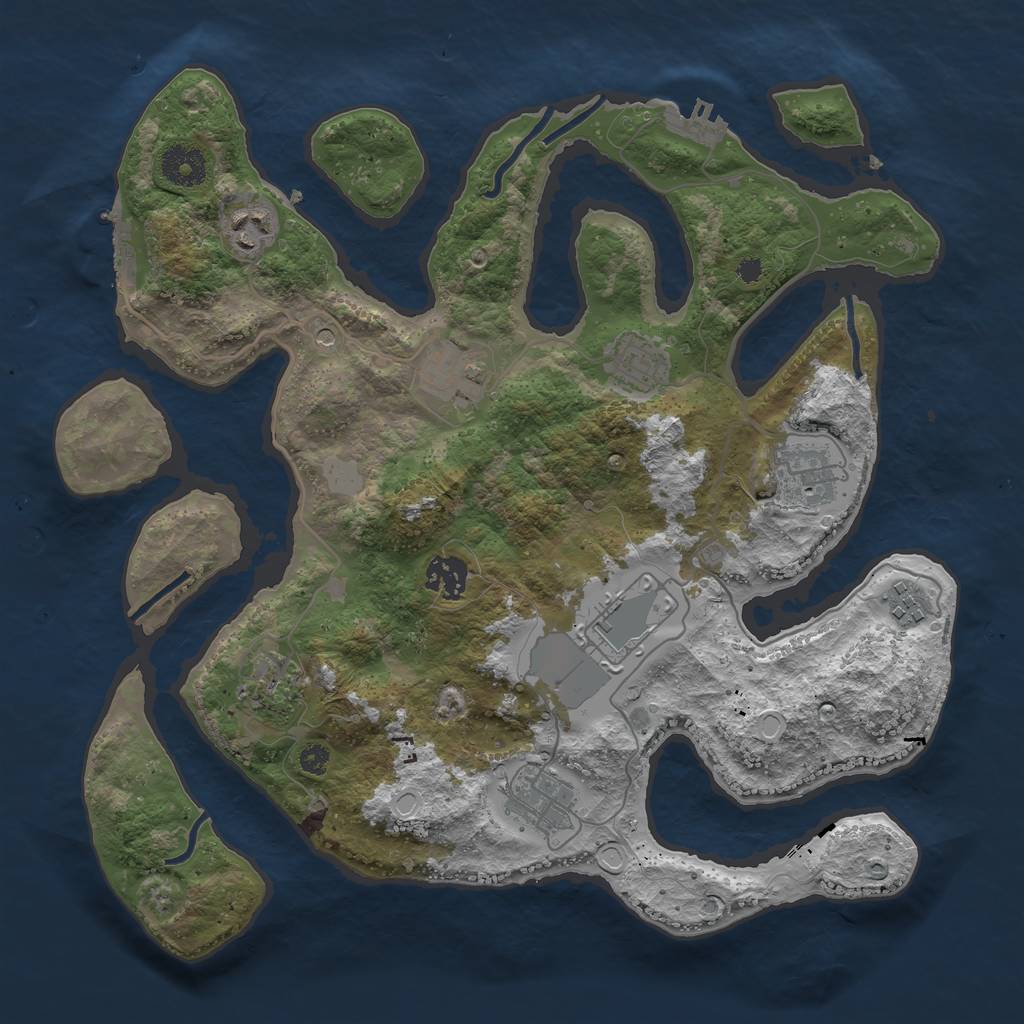 Rust Map: Procedural Map, Size: 3500, Seed: 1941346945, 17 Monuments