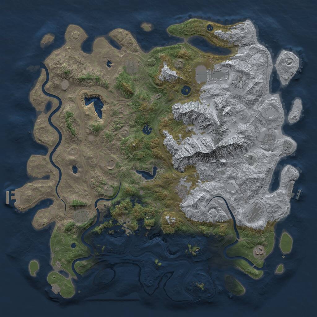Rust Map: Procedural Map, Size: 5000, Seed: 84533235, 17 Monuments