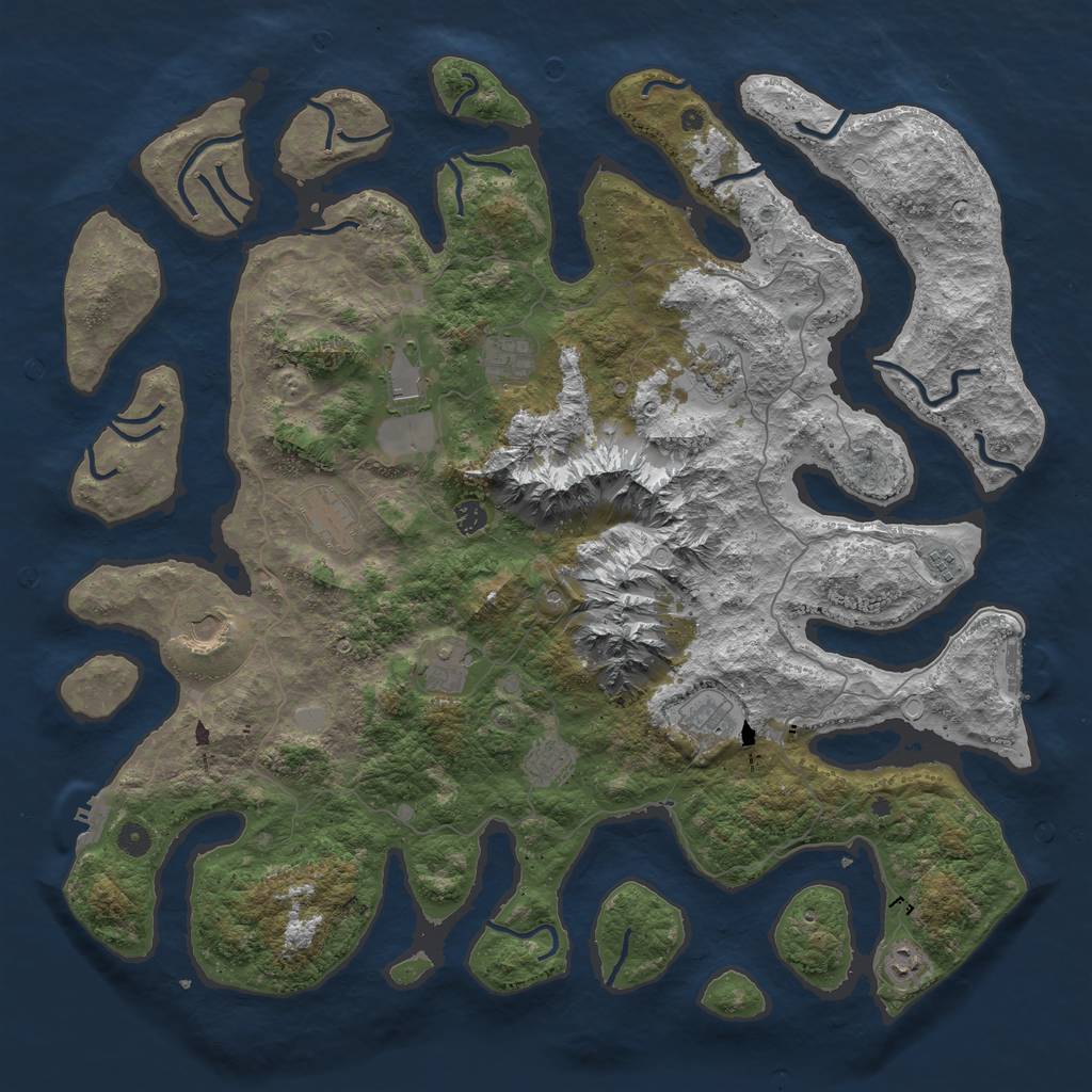 Rust Map: Procedural Map, Size: 5000, Seed: 2030, 19 Monuments