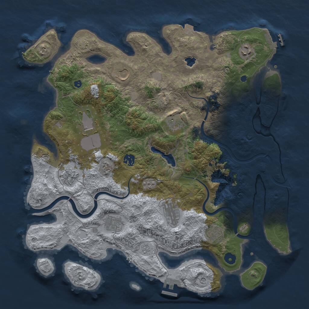 Rust Map: Procedural Map, Size: 4000, Seed: 782163, 16 Monuments