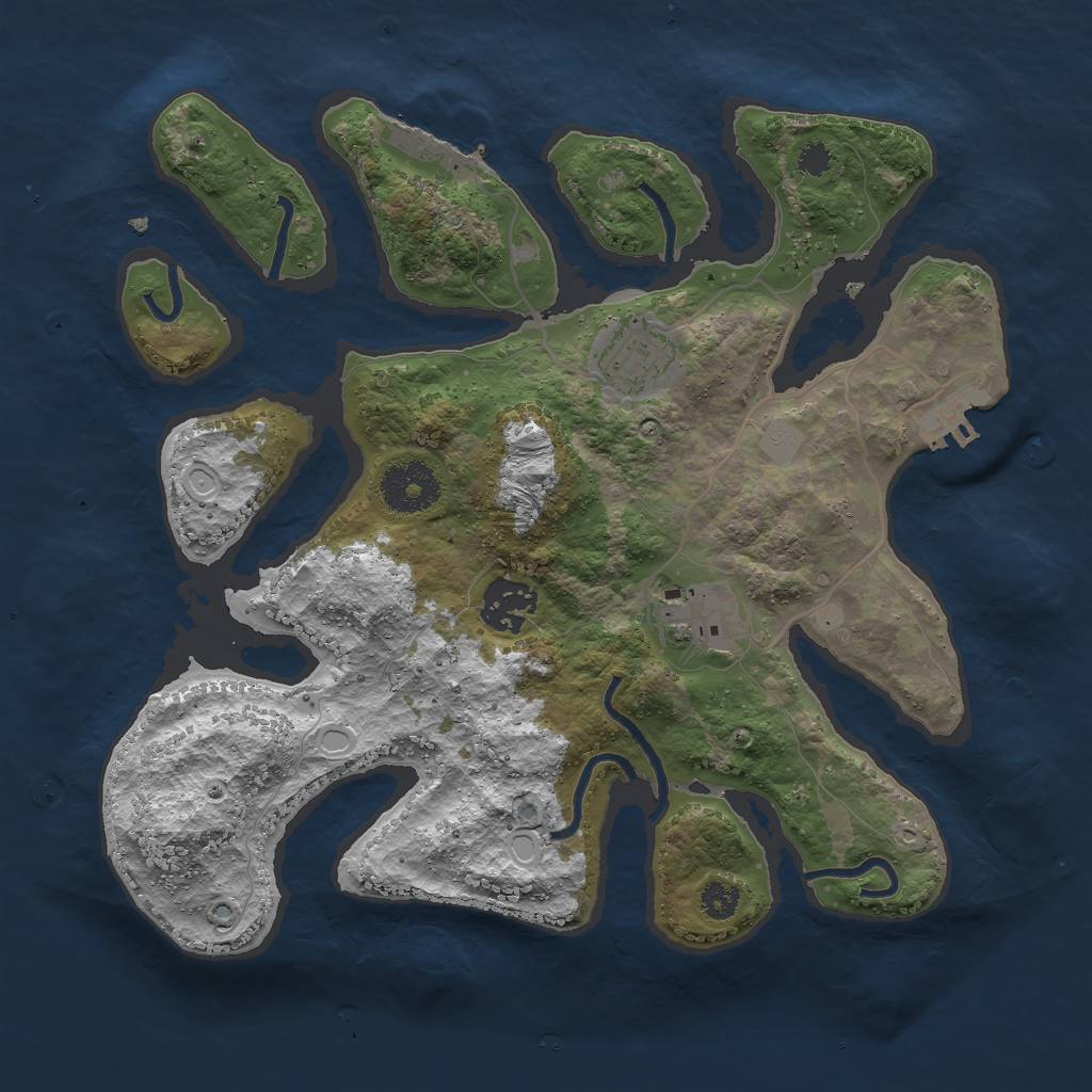 Rust Map: Procedural Map, Size: 3000, Seed: 123897, 10 Monuments