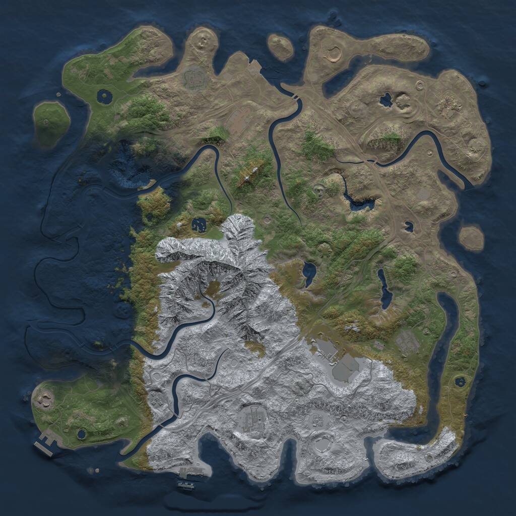 Rust Map: Procedural Map, Size: 5000, Seed: 345434, 16 Monuments