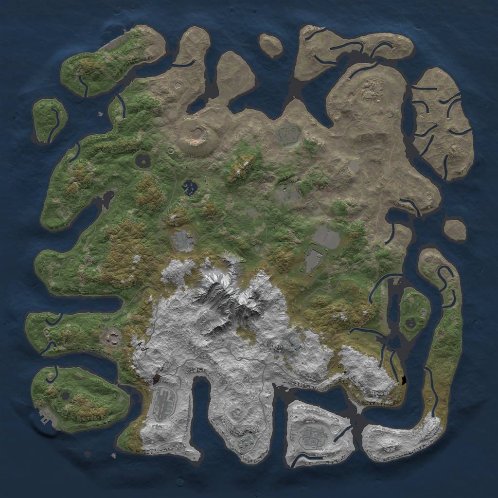 Rust Map: Procedural Map, Size: 5000, Seed: 345434, 19 Monuments