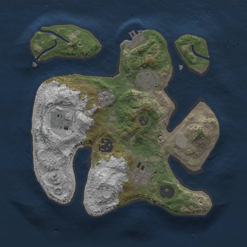Rust Map: Procedural Map, Size: 2500, Seed: 1197369025, 11 Monuments