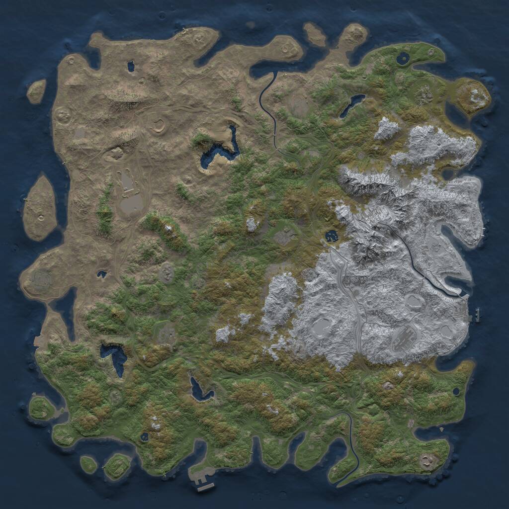 Rust Map: Procedural Map, Size: 6000, Seed: 622239521, 17 Monuments
