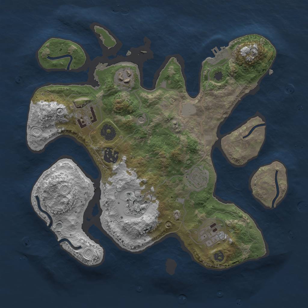Rust Map: Procedural Map, Size: 3000, Seed: 2088736792, 13 Monuments