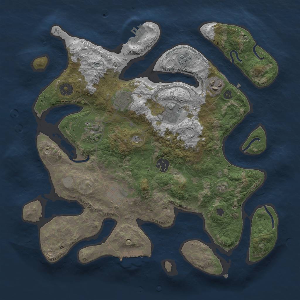 Rust Map: Procedural Map, Size: 3400, Seed: 32011, 15 Monuments